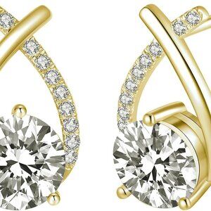 Elegant Silver Cubic Zirconia Heart and Round Stud Earrings for Women — Perfect